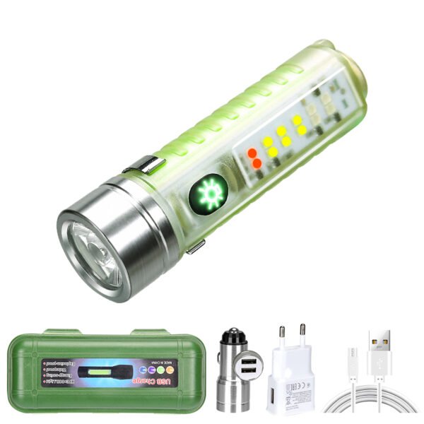 Super Bright LED Flashlight With White/red/blue/purple Side Light Strong Magnets