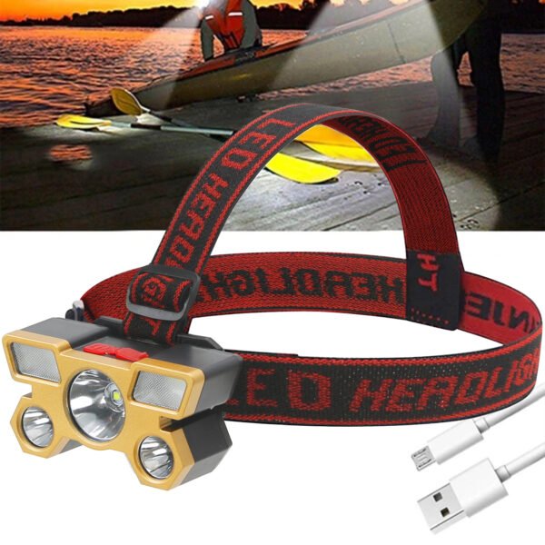 5 LED Flashlight Rechargeable with Built in 18650 Battery Strong Light Camping A