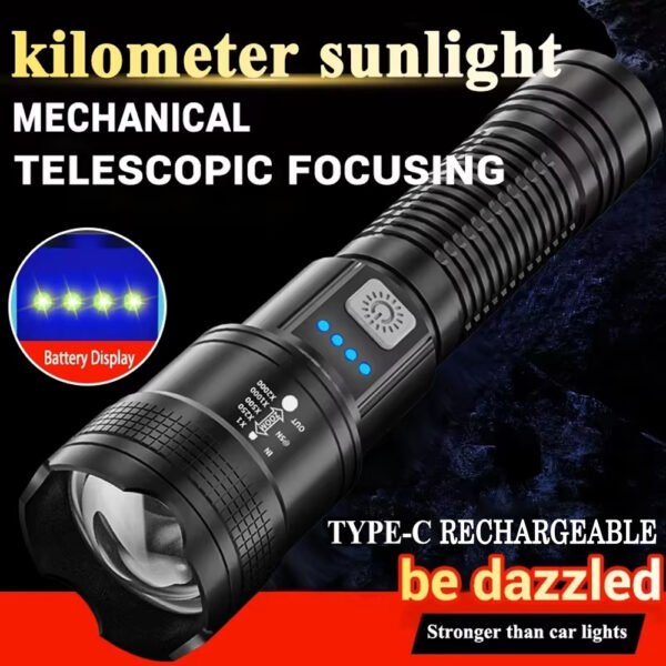 Baseball Bat LED Flashlight Waterproof Super Bright Torch Crack Car Window Drivi