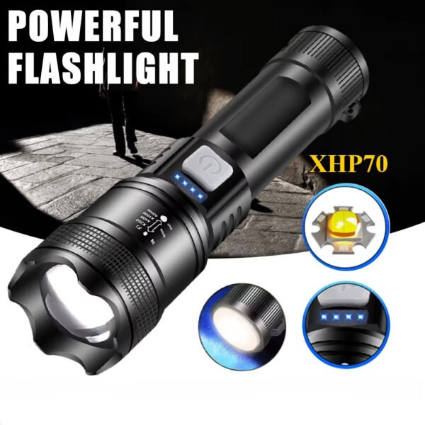 2000LM High Strong Power LED Flashlight USB Charging Tactical Torch with Display