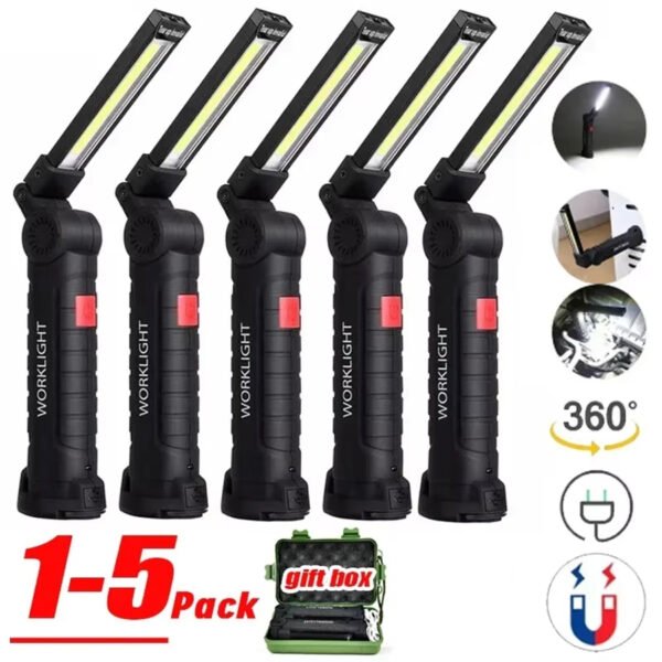 New Portable COB LED Flashlight USB Rechargeable Work Light Magnetic Lanterna Ha
